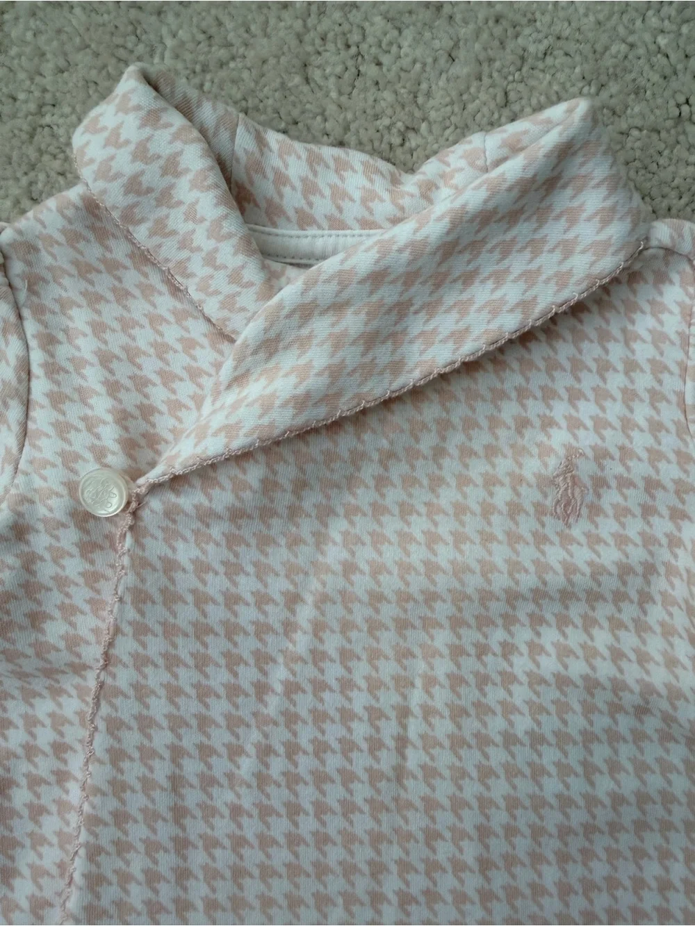 Ralph Lauren Pink Houndstooth Footed One-Piece